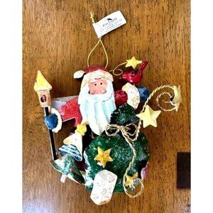 NWT VTG  Kurt Adler Santa Cardinal Birdhouse Christmas Tree Ornament Met…